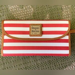 ** SOLD** Dooney & Bourke Sullivan Coated Cotton Continental Wallet Red LIKE NEW